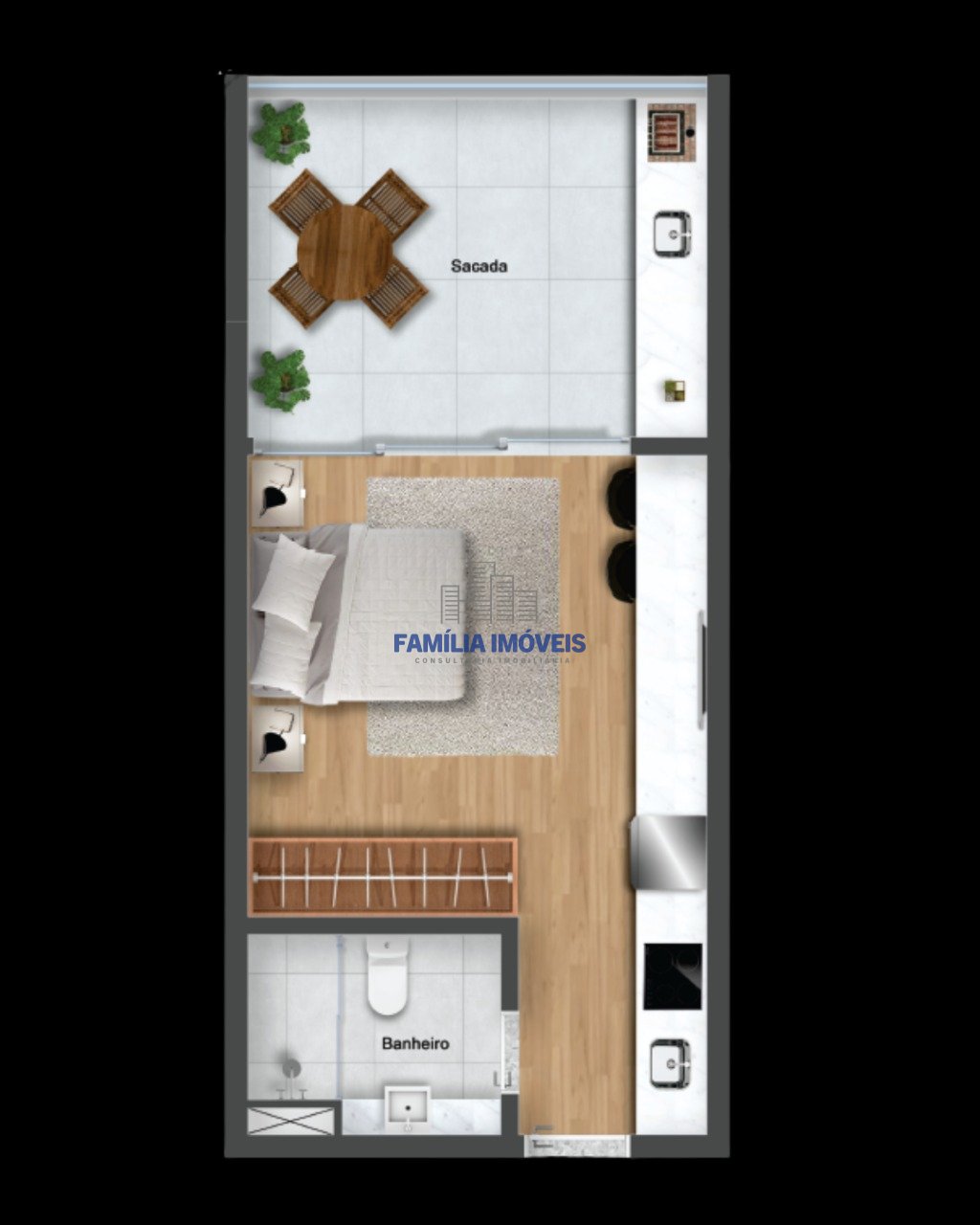 Studio Campo Grande - Santos SP | Família Imóveis