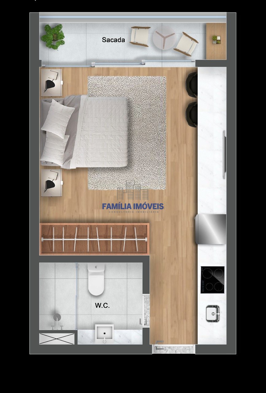 Studio Campo Grande - Santos SP | Família Imóveis