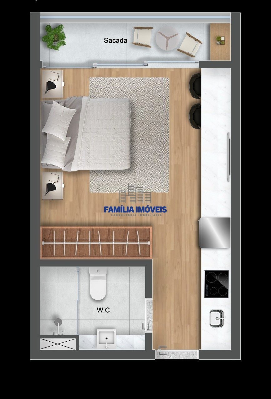 Studio Campo Grande - Santos SP | Família Imóveis