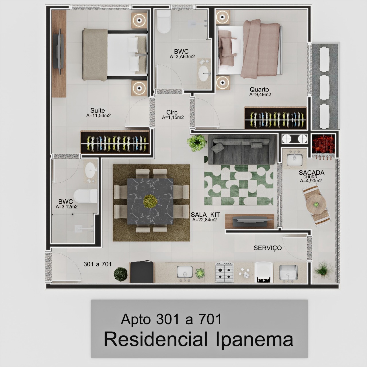 Apartamento, 2 quartos, 64 m² - Foto 1